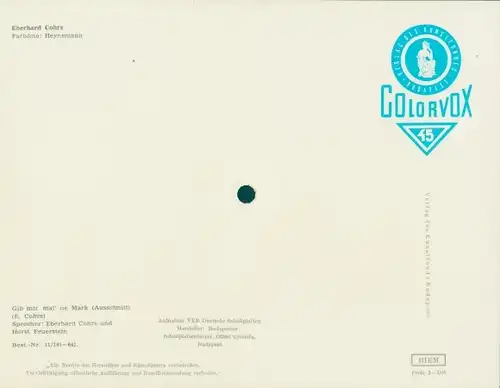 Schallplatten Ak Sänger Eberhard Cohrs, Colorvox