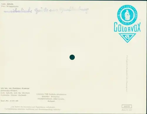 Schallplatten Ak Sänger und Schauspieler Lutz Jahoda, Colorvox