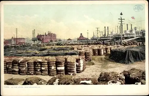 Ak New Orleans Louisiana USA, Hafen, Baumwollbündel