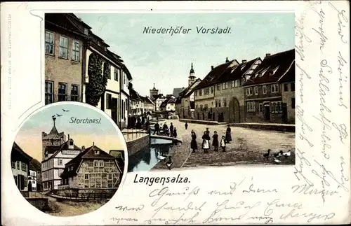 Ak Bad Langensalza in Thüringen, Storchnest, Niederhöfer Vorstadt