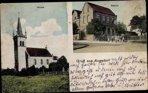 Ak Augsdorf Gerbstedt im Harzvorland, Kirche, Schule