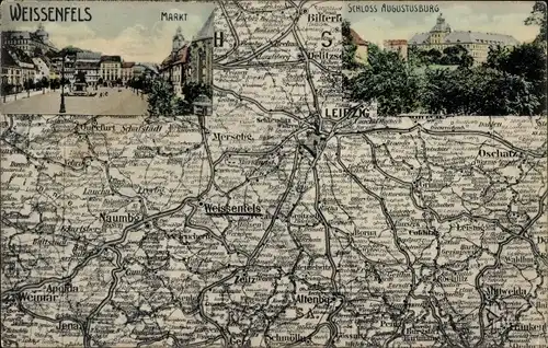 Landkarten Ak Weißenfels an der Saale, Schloss Augustusburg, Markt