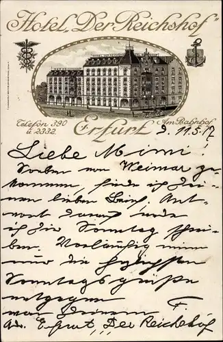 Litho Erfurt in Thüringen, Hotel Der Reichshof