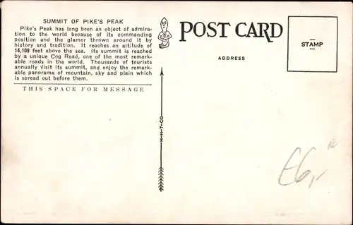 Ak Pikes Peak Colorado USA, Eisenbahn, Signalstation