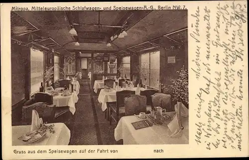 Ak Mitropa, Speisewagen, Innenansicht, Deutsche Eisenbahn