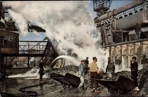 Künstler Ak Pohle, Der Werdegang der Eisenbahnschienen, Kokerei