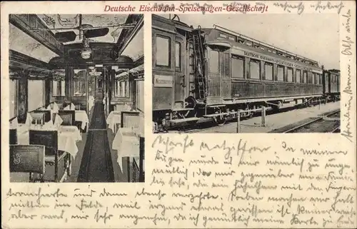 Ak Deutsche Eisenbahn-Speisewagen-Gesellschaft, Innenansicht