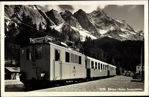 Ak Grainau im Kreis Garmisch Partenkirchen, Eibsee, Bahnhof der Bayer. Zugspitzbahn