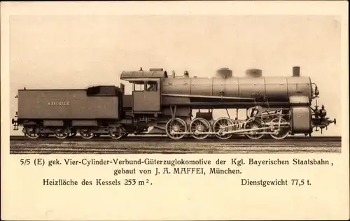 Ak Deutsche Eisenbahn, KB Staatsbahn, Güterzuglokomotive, Dampflok