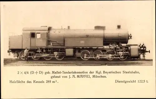 Ak Deutsche Eisenbahn, KB Staatsbahn, Mallet-Tenderlokomotive, Dampflok