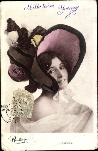 Ak Schauspielerin Desprez, Portrait, Hut