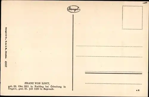Ak Komponist Franz Liszt, Portrait