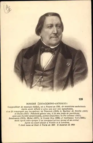 Ak Komponist Gioachino Rossini, Portrait