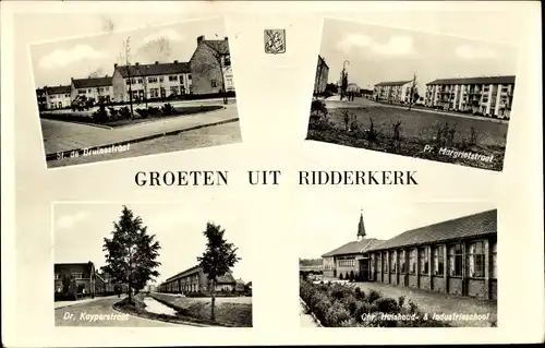 Ak Ridderkerk Südholland Niederlande, Pr. Margrietstraat, Christl. Haushaltsschule, Dr. Kuyperstraat