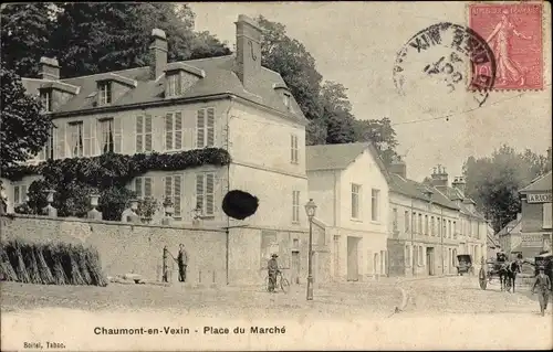 Ak Chaumont en Vexin Oise, Place du Marche