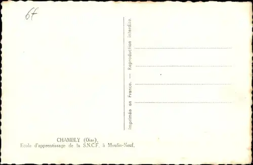 Ak Chambly Oise, SNCF-Lehrschule in Moulin Neuf