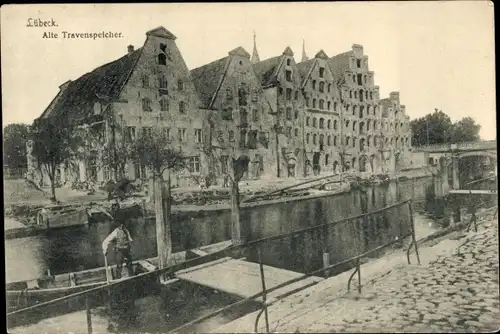 Ak Hansestadt Lübeck, Alte Travenspeicher