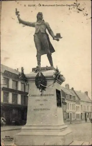 Ak Guise Aisne, Camille-Desmoulin-Denkmal
