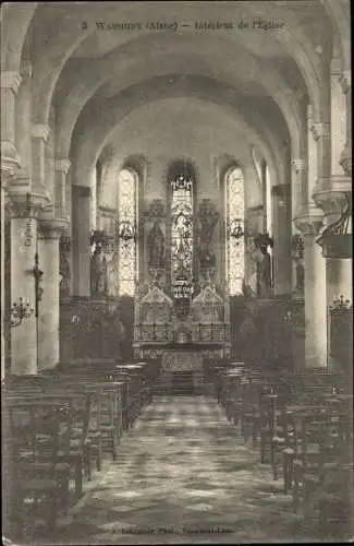 Ak Wassigny Aisne, Kirche, Innenansicht