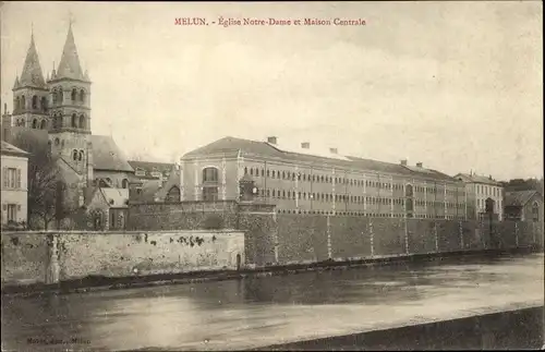 Ak Melun Seine et Marne, Kirche Notre-Dame, Zentralhaus