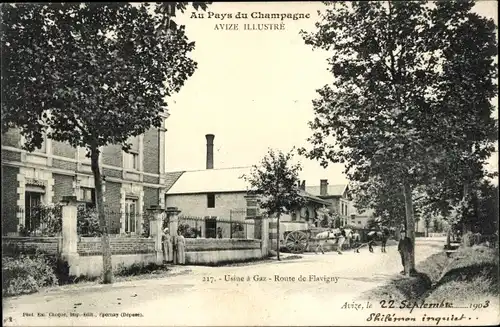 Ak Avize Marne, Gasfabrik, Route de Flavigny
