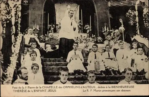 Ak Paris XVI Passy, Arbeit der Waisenkinder von Auteuil, Kapelle