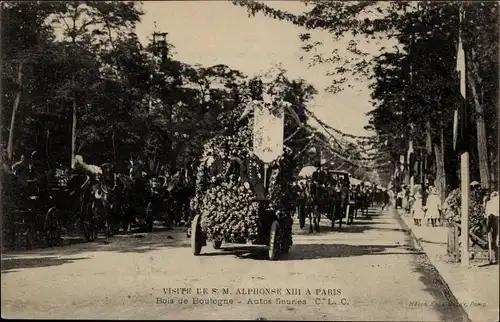 Ak Paris XVI Passy, Bois de Boulogne, Besuch von HM Alphonse XIII