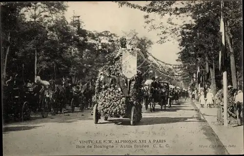 Ak Paris XVI Passy, Bois de Boulogne, Besuch von HM Alphonse XIII