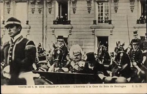 Ak Paris XVI, Gare du Bois de Boulogne, Dom Carlos I., König von Portugal