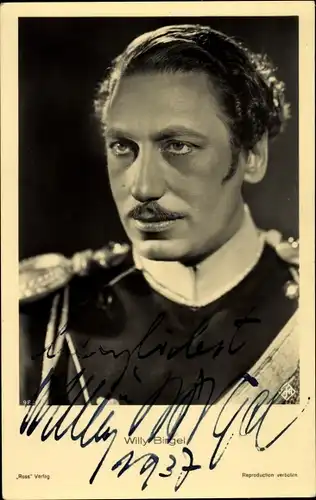 Ak Schauspieler Willy Birgel, Portrait, Ufa Film, Ross Verlag 9824 1, Autogramm
