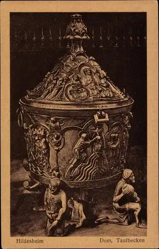 Ak Hildesheim in Niedersachsen, Dom, Taufbecken