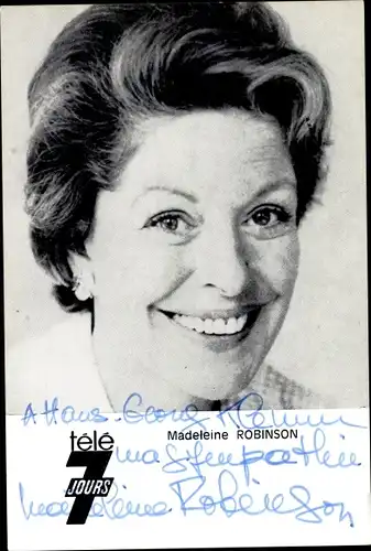 Foto Schauspielerin Madeleine Robinson, Portrait, Autogramm