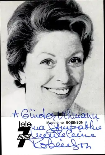 Foto Schauspielerin Madeleine Robinson, Portrait, Autogramm