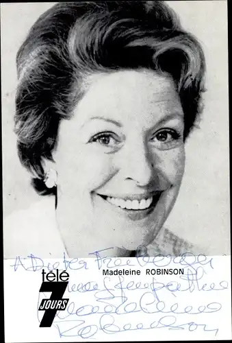 Foto Schauspielerin Madeleine Robinson, Portrait, Autogramm