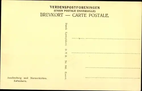 Ak København Kopenhagen Dänemark, Amalienborg, Marmorkirche