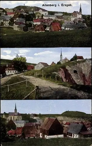 Ak Altenberg im Erzgebirge, Gesamtansicht, Teilansicht, Kirche