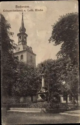 Ak Bockenem am Harz, Kriegerdenkmal, Luth. Kirche