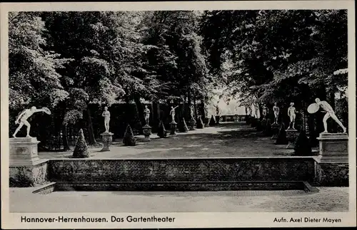 Ak Herrenhausen Hannover in Niedersachsen, Gartentheater, Statuen, Allee