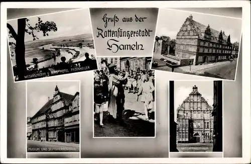 Ak Hameln an der Weser Niedersachsen, Rattenfängerhaus, Hochzeitshaus, Museum, Stiftsherrenhaus