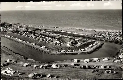 Ak Schillig Wangerland in Friesland, Campingplatz, Strand, Fliegeraufnahme