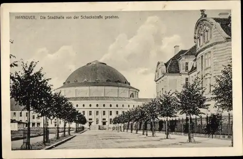 Ak Hannover in Niedersachsen, Stadthalle von der Schackstraße gesehen