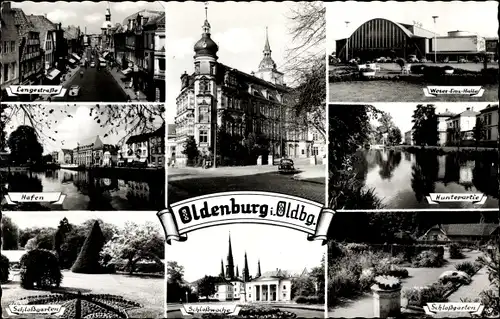 Ak Oldenburg im Großherzogtum Oldenburg, Hafen, Langestraße, Schlossgarten, Schlosswache