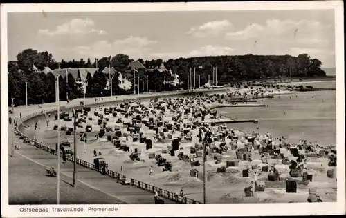 Ak Ostseebad Travemünde Lübeck, Promenade, Strand, Strandkörbe