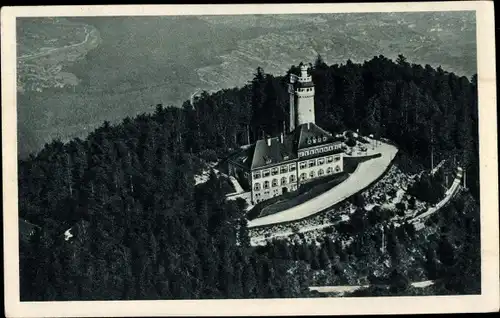 Ak Baden Baden am Schwarzwald, Merkus, Berghotel und Restaurant, Luftbild