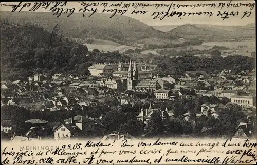 Ak Meiningen in Thüringen, Totalansicht