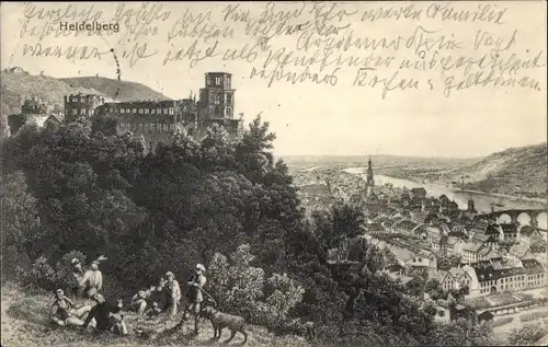Ak Heidelberg am Neckar, Burg, Totalansicht