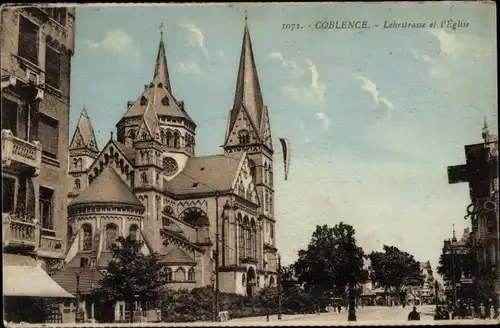 Ak Koblenz am Rhein, Coblence, Lehrstraße, Kirche