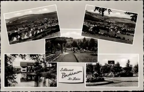 Ak Bruchhausen Höxter an der Weser, Totalansicht, Park, Teich