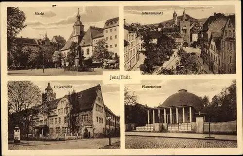 Ak Jena in Thüringen, Markt, Universität, Planetarium, Johannisplatz