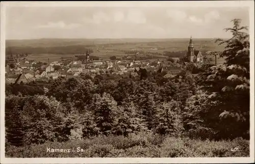 Ak Kamenz Sachsen, Kirche, Häuser, Bäume